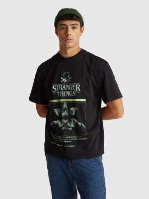 Benetton, T-shirt With Stranger Things Print, Size: XS, Black, Men United Colors of Benetton