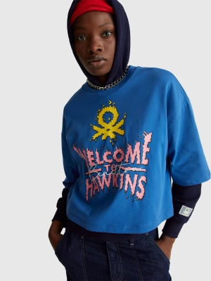 Zdjęcie produktu Benetton, T-shirt With Stranger Things Print, Size: XS, Blue, Women United Colors of Benetton