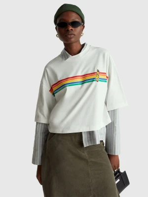 Benetton, T-shirt With Stranger Things Print, Size: XS, Creamy White, Women United Colors of Benetton