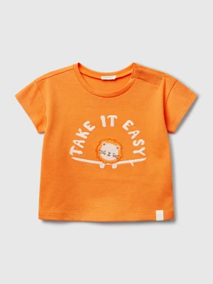 Benetton, T-shirt With Summer Graphic, size 82, Orange, Kids United Colors of Benetton