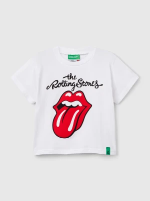 Benetton, T-shirt With "the Rolling Stones" Print, Size: 116, White, Kids United Colors of Benetton