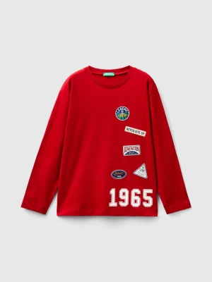 Benetton, T-shirt With Velvet Look Print, size 3XL, Red, Kids United Colors of Benetton