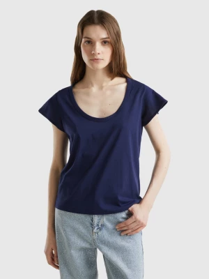 Benetton, T-shirt With Wide Neck, size M, Dark Blue, Women United Colors of Benetton