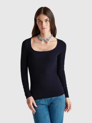 Benetton, T-shirt With Wide Neck, size XXS, Dark Blue, Women United Colors of Benetton
