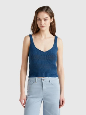 Benetton, Tank Top In 100% Knit Cotton, size XXS, Air Force Blue, Women United Colors of Benetton