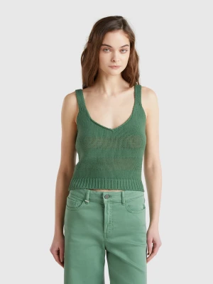 Benetton, Tank Top In 100% Knit Cotton, size XXS, Green, Women United Colors of Benetton