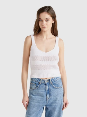 Benetton, Tank Top In 100% Knit Cotton, size XS, White, Women United Colors of Benetton