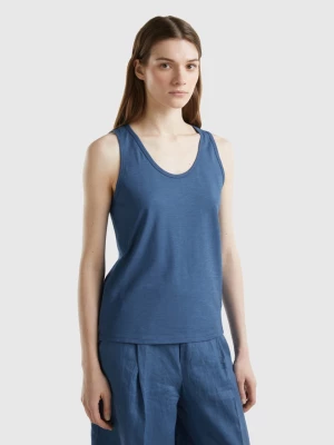 Benetton, Tank Top In Lightweight Cotton, size L, Air Force Blue, Women United Colors of Benetton