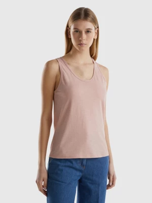 Benetton, Tank Top In Lightweight Cotton, size L, Soft Pink, Women United Colors of Benetton
