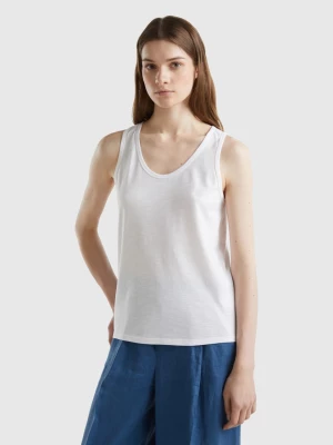 Benetton, Tank Top In Lightweight Cotton, size L, White, Women United Colors of Benetton