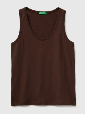 Benetton, Tank Top In Lightweight Cotton, Size: XXS, Brown, Women United Colors of Benetton