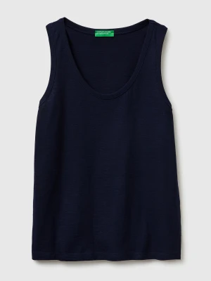 Benetton, Tank Top In Lightweight Cotton, Size: XXS, Dark Blue, Women United Colors of Benetton