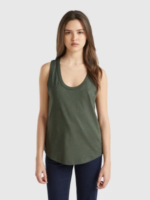 Benetton, Tank Top In Lightweight Cotton, size XXS, Military Green, Women United Colors of Benetton