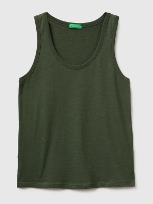 Benetton, Tank Top In Lightweight Cotton, Size: XXS, Military Green, Women United Colors of Benetton