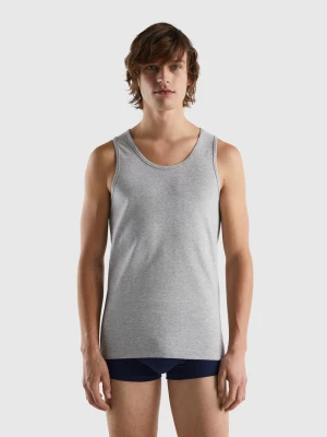 Benetton, Tank Top In Organic Stretch Cotton, size L, Light Gray, Men United Colors of Benetton
