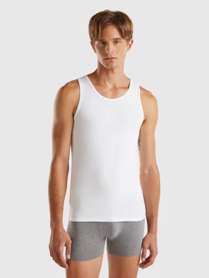 Benetton, Tank Top In Organic Stretch Cotton, size L, White, Men United Colors of Benetton