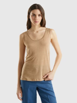 Benetton, Tank Top In Pure Linen, size S, Beige, Women United Colors of Benetton