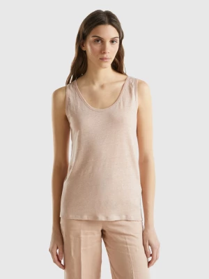 Benetton, Tank Top In Pure Linen, size S, Soft Pink, Women United Colors of Benetton