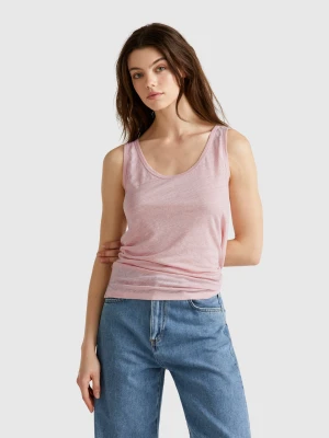 Benetton, Tank Top In Pure Linen, size XXS, Soft Pink, Women United Colors of Benetton