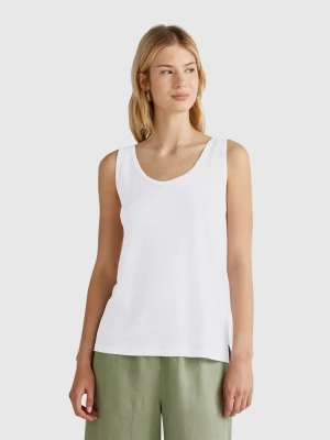 Benetton, Tank Top In Pure Linen, size XXS, White, Women United Colors of Benetton