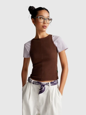 Benetton, Tank Top In Stretch Cotton And Modal Blend, size OS, Dark Brown, Women United Colors of Benetton