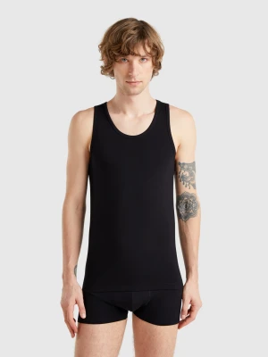 Benetton, Tank Top In Stretch Cotton, size XL, Black, Men United Colors of Benetton