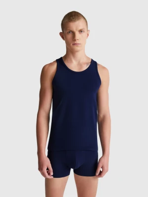 Benetton, Tank Top In Stretch Cotton, Size: XL, Dark Blue, Men United Colors of Benetton