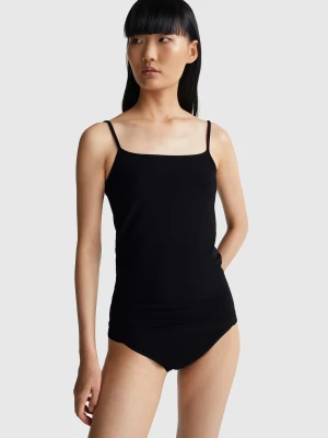 Benetton, Tank Top In Stretch Cotton, Size: XS, Black, Women United Colors of Benetton