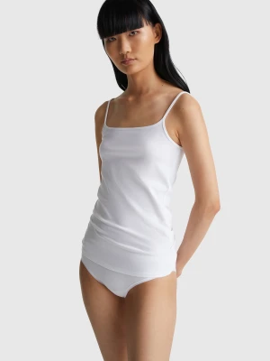 Benetton, Tank Top In Stretch Cotton, Size: XS, White, Women United Colors of Benetton