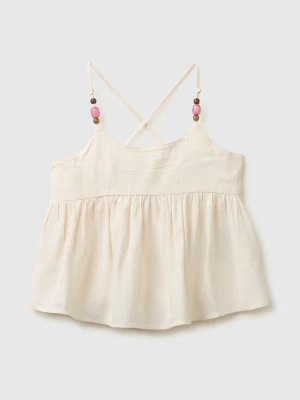 Benetton, Beaded Flared Top, Size: XL, Creamy White, Kids United Colors of Benetton