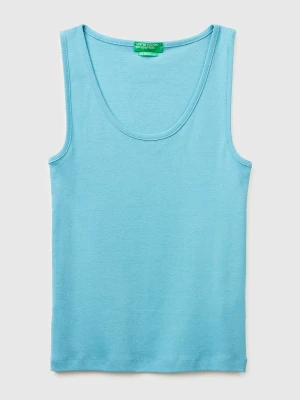 Benetton, Slim Fit Ribbed Tank Top, Size: XXS, Air Force Blue, Women United Colors of Benetton