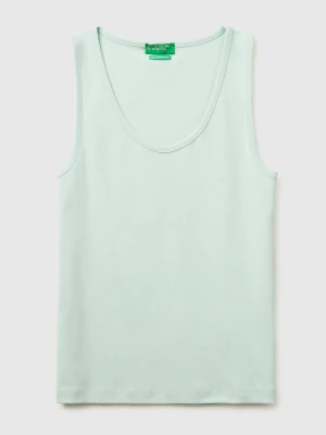 Benetton, Slim Fit Ribbed Tank Top, Size: XXS, Aqua, Women United Colors of Benetton