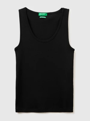 Benetton, Slim Fit Ribbed Tank Top, Size: XXS, Black, Women United Colors of Benetton