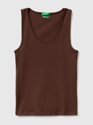 Benetton, Slim Fit Ribbed Tank Top, Size: XXS, Brown, Women United Colors of Benetton