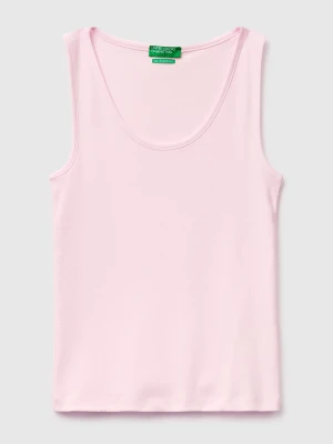 Benetton, Slim Fit Ribbed Tank Top, Size: XXS, Soft Pink, Women United Colors of Benetton