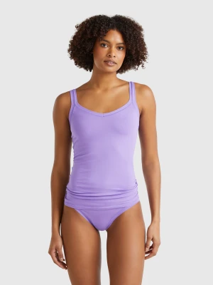 Benetton, Tank Top Undershirt In Super Stretch Cotton, size OS, Periwinkle, Women United Colors of Benetton
