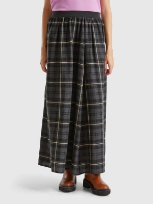 Benetton, Tartan Check Midi Skirt, size L, Dark Gray, Women United Colors of Benetton