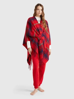 Benetton, Tartan Jacquard Cape, size OS, Red, Women United Colors of Benetton