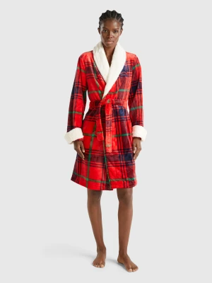 Benetton, Tartan Robe, size XS, Red, Women United Colors of Benetton