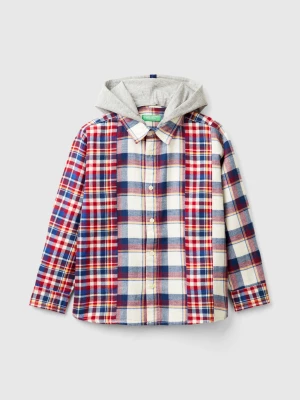 Benetton, Tartan Shirt With Hood, size XL, Multi-color, Kids United Colors of Benetton