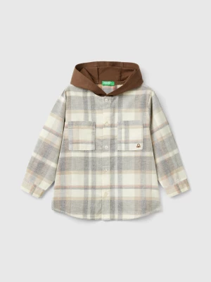 Benetton, Tartan Shirt With Velvet Hood, size 104, Beige, Kids United Colors of Benetton