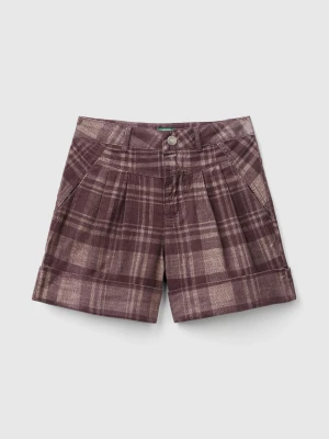 Benetton, Tartan Velvet Bermudas, size 2XL, Beige, Kids United Colors of Benetton