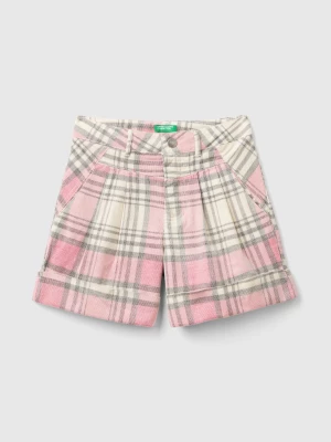 Benetton, Tartan Velvet Bermudas, size 2XL, Soft Pink, Kids United Colors of Benetton