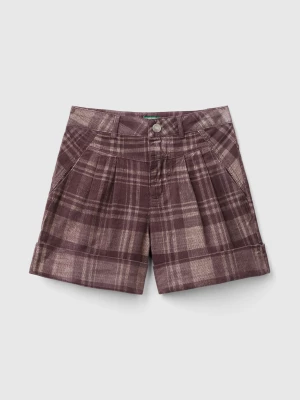 Benetton, Tartan Velvet Bermudas, size XL, Beige, Kids United Colors of Benetton