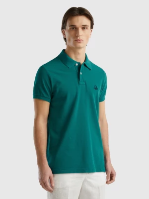 Benetton, Teal Green Slim Fit Polo, size L, Teal, Men United Colors of Benetton