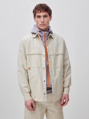 Benetton, Technical Fabric Shirt-jacket, Beige, Men United Colors Of Benetton
