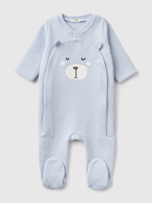 Benetton, Teddy Bear Onesie With Quilted Look, size 82, Sky Blue, Kids United Colors of Benetton