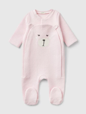 Benetton, Teddy Bear Onesie With Quilted Look, size 82, Soft Pink, Kids United Colors of Benetton