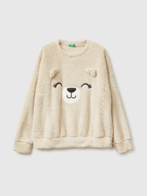 Benetton, Teddy Fur Sweater, Size: XXS, Beige, Women United Colors of Benetton