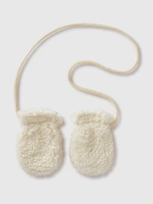 Benetton, Teddy Look Mittens, Size: 82, Creamy White, Kids United Colors of Benetton